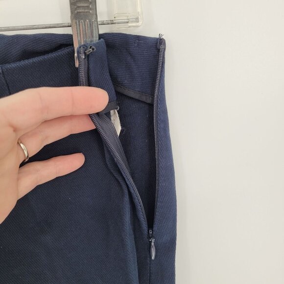 Theory womens 2 navy blue Belisa 2 scroll dart detail stretch trouser pant - Picture 4 of 11